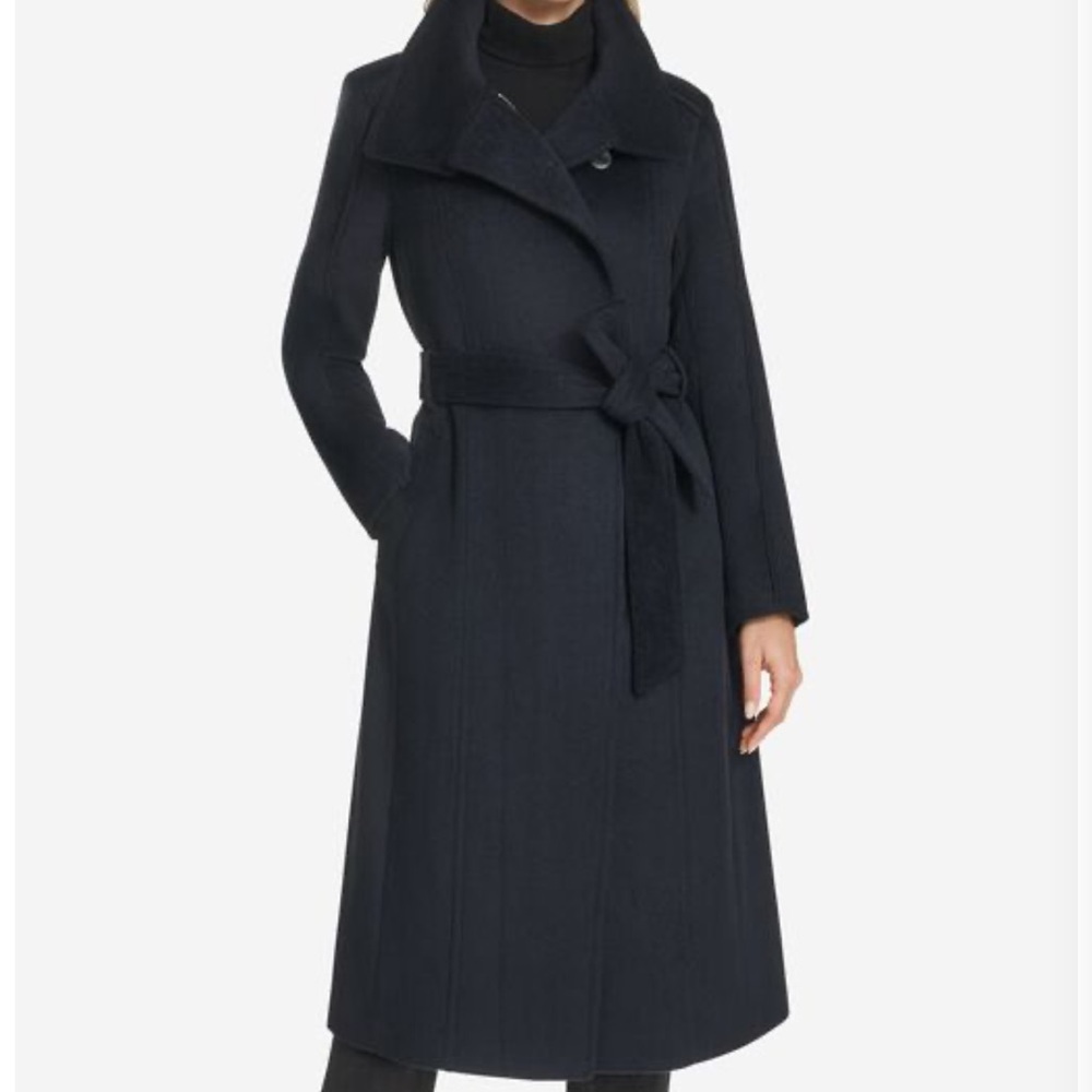 Cole Hann Women's Slick Belted Long Coat